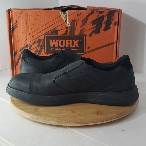 Worx by Red Wing Shoes Steel Toe Slip Resistant Black Slip On Work Shoes M 12 - Picture 8 of 14